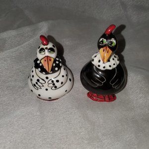 Blue Sky Hen and Rooster Salt and Pepper Shakers Lynda  NWOB
